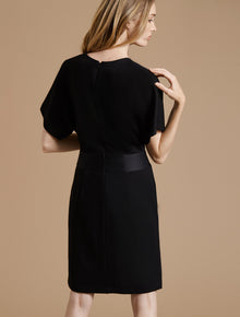 Faux Wrap Multi Stitch Waist Dress - Halston