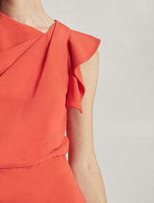 Asymmetric Neck Dress - Halston