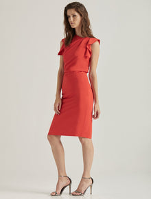 Asymmetric Neck Dress - Halston