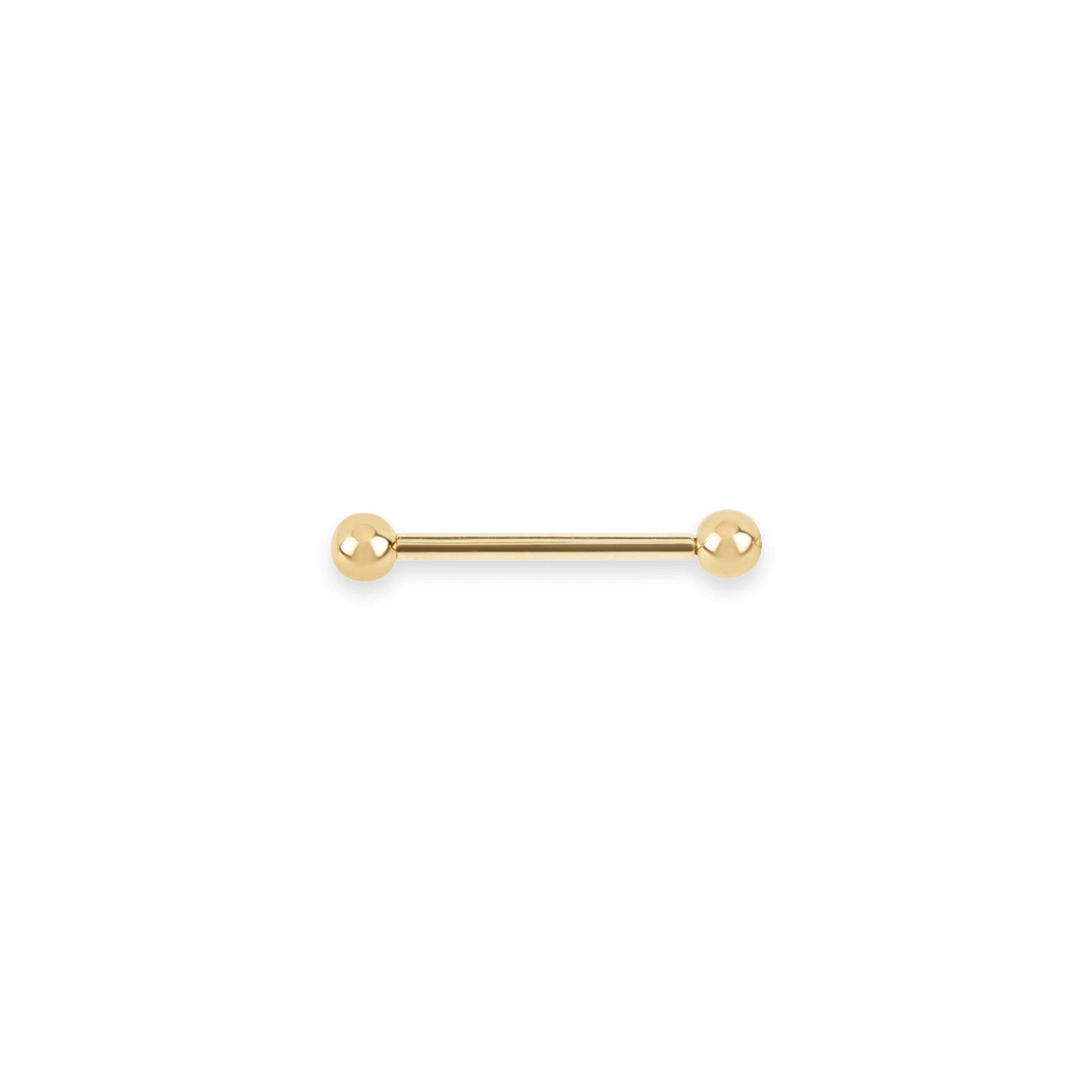 16 Gauge Gold Straight Barbell Earring | 14K Yellow Gold