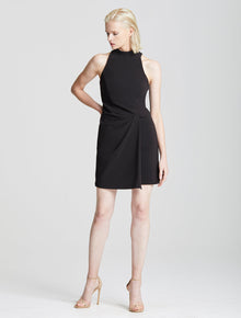 Mock Neck Drape Front Dress - Halston