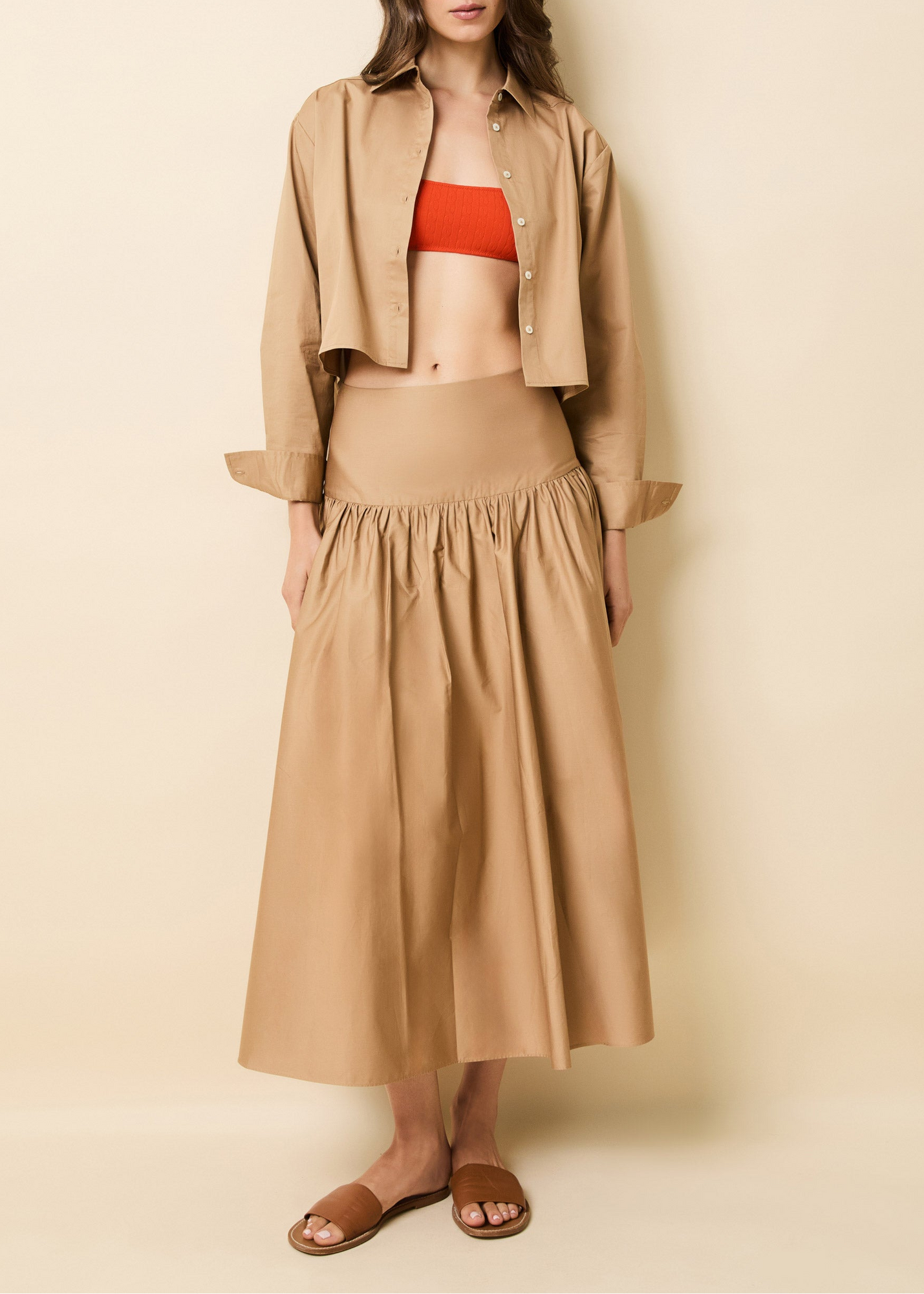 Womens | Cropped Avril Top Poplin | Camel