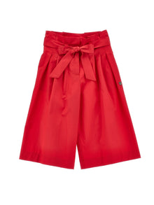 Girls | Solid Colour Cropped Trousers | Red