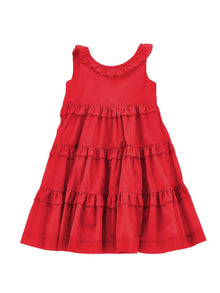 Girls | Flared Muslin Dress | Red