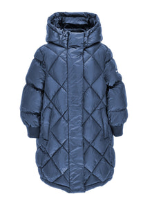 Girls | Long Padded Satin-Style Jacket | Ocean