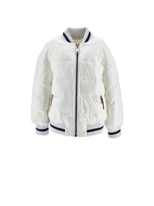 Girls | Lightweight Padded Bomber Jacket | White/Blue