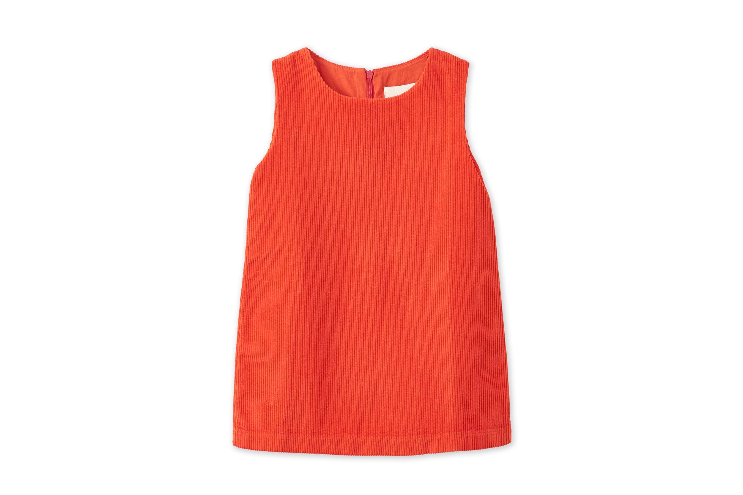 Girls | Organic Cotton Corduroy Dress | Dark Coral