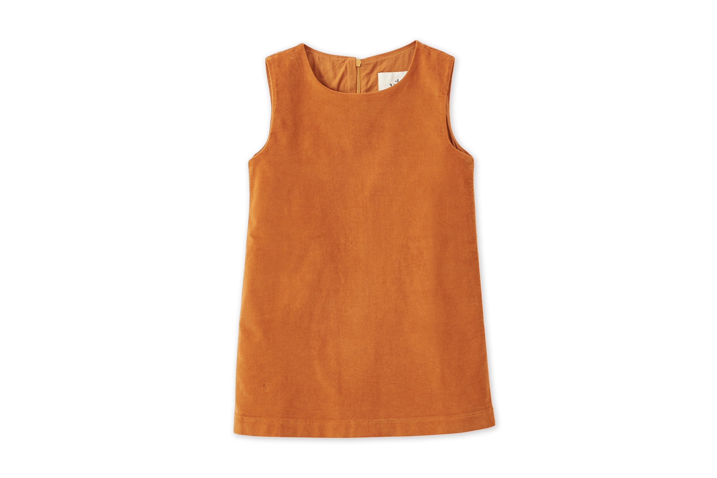Girls | Organic Cotton Velvet Dress | Raw Sienna