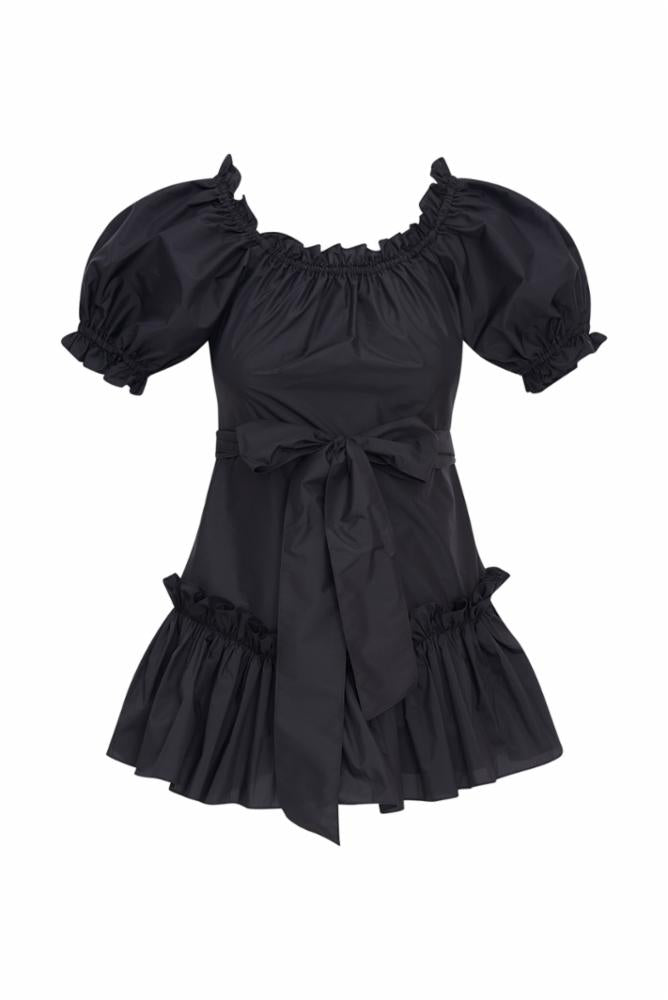 Estine Taffeta Mini Dress | Black