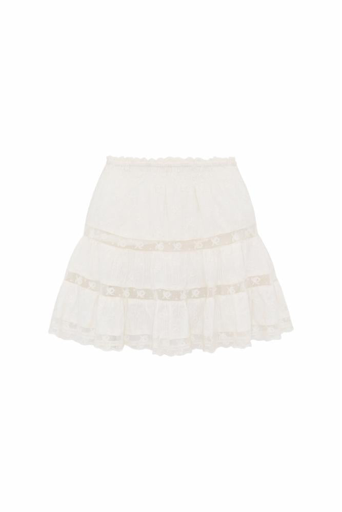 Viro Cotton Rose & Bow Mini Skirt | White