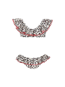 Girls | Animal Print Bikini With Ruffles | Leopard Print