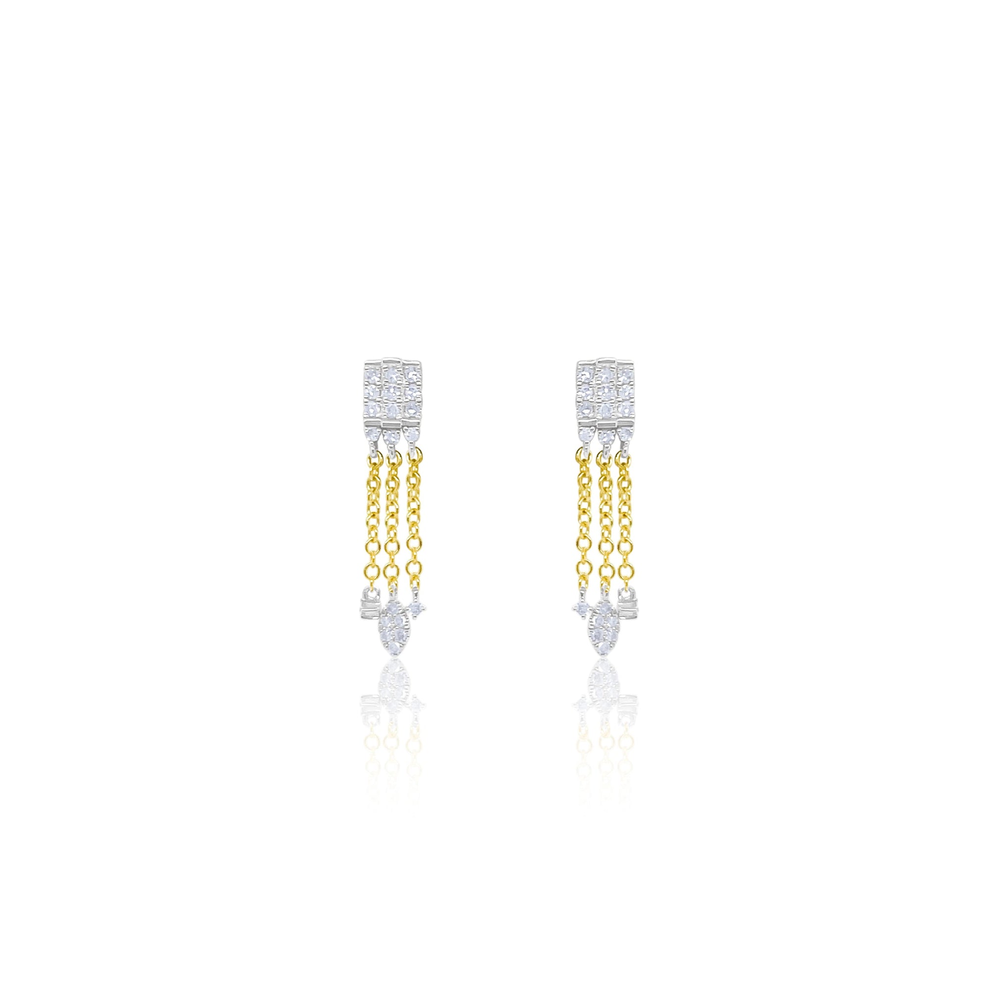 Two Toned 14 Kt Yellow Gold And .15 Ct Diamond Drop Earrings | Two Tone