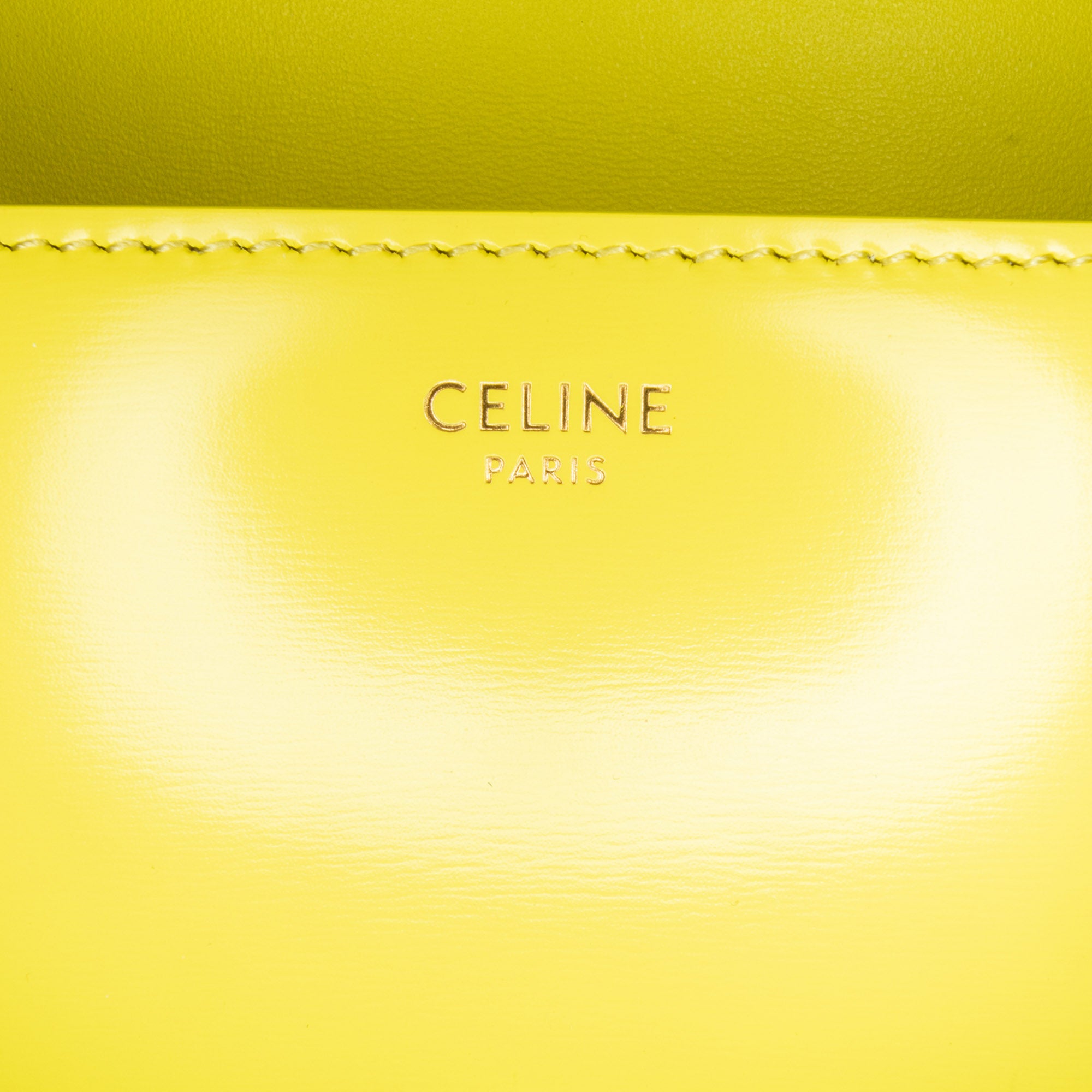 Celine | Pre-Owned Calfskin Cuir Triomphe Chain Shoulder Bag - II | Yellow/Neon Yellow