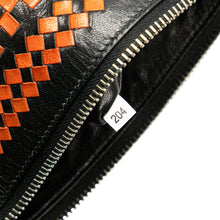 Prada | Pre-Owned Woven Goatskin Madras Zip Clutch | Brown