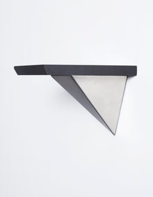 small 10 inch wood shelf, pyramid bracket shelving system, modular furniture for nomadic living