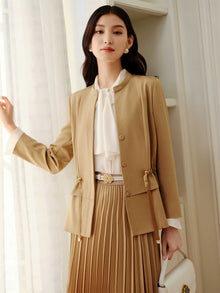 Mulberry Silk Sophisticated Jacket | Khaki
