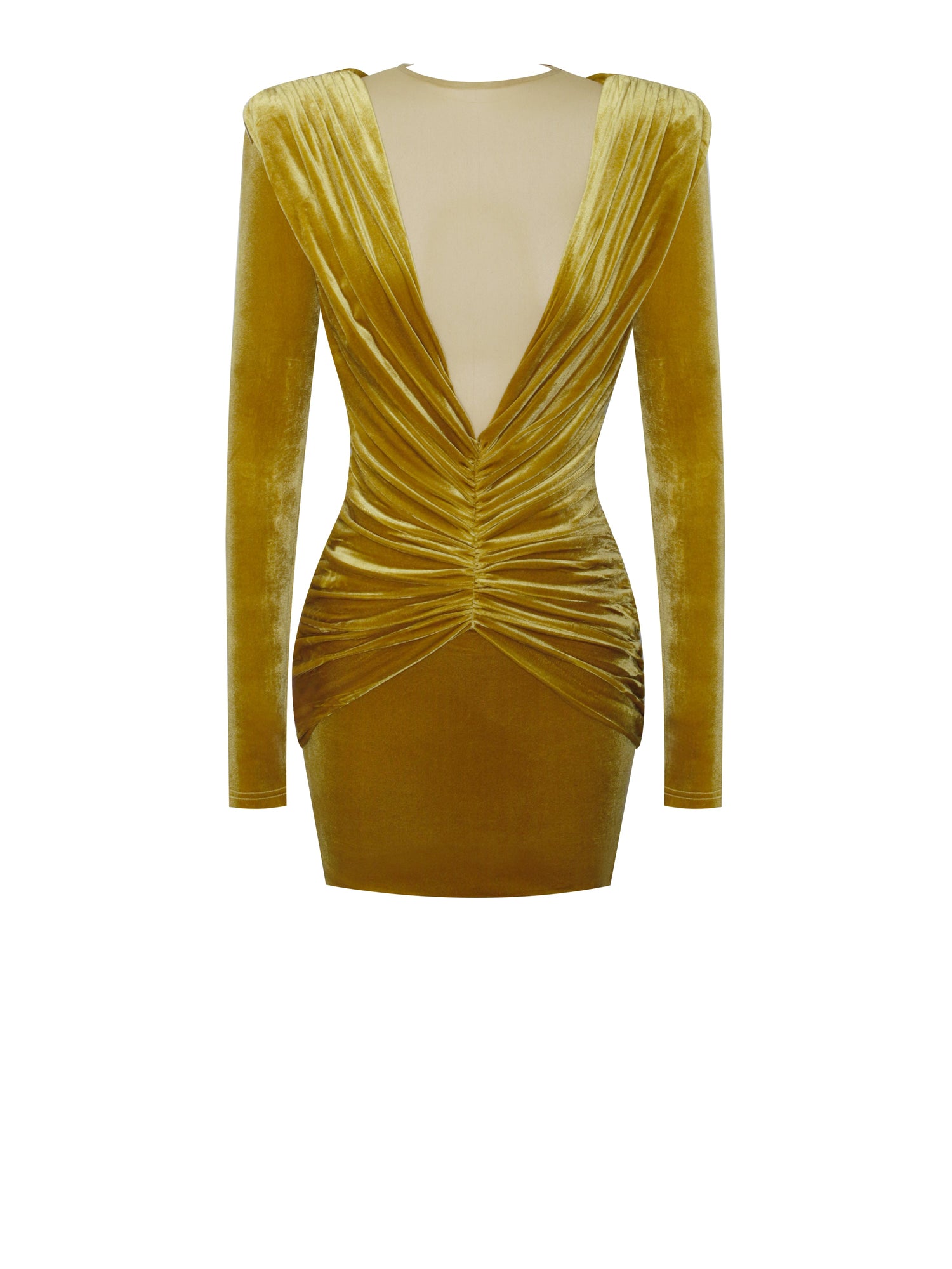 Carey Velvet Long Sleeve Mini Dress | Gold