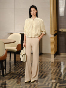 Triacetate Straight Flared Pants | Beige