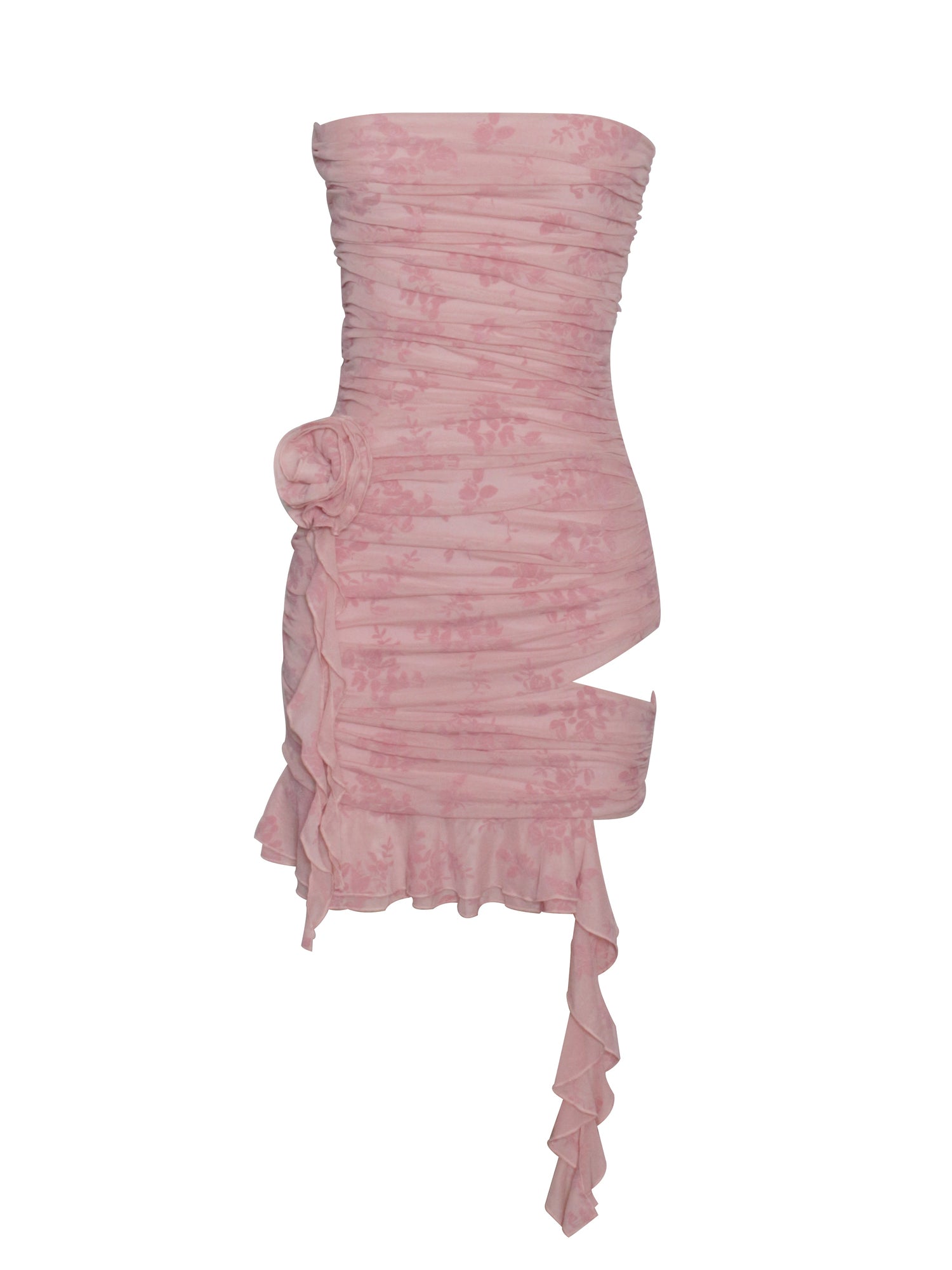 Talulla Salmon Ruffle Draping Cutout Dress | Pink