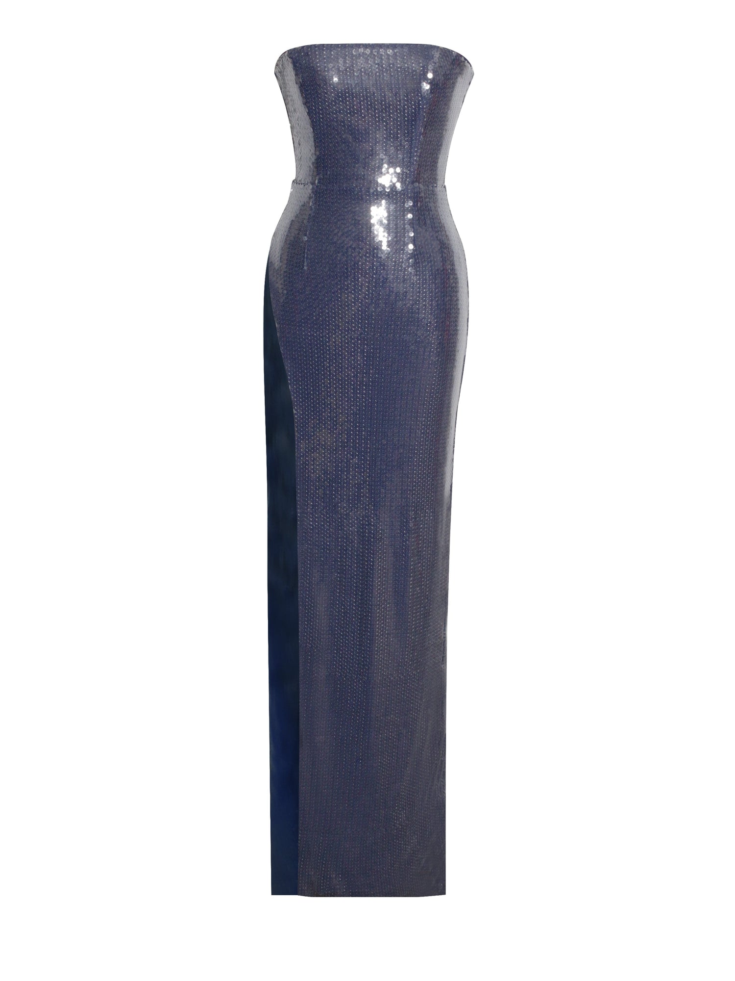 Ramona Sequin Strapless High Slit Maxi Dress | Navy