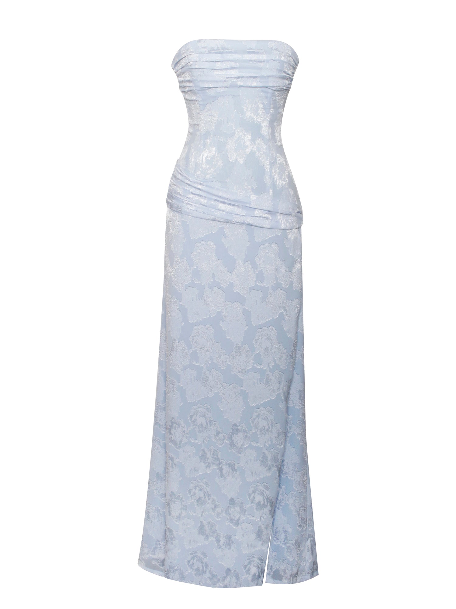 Xatia Baby Jacquard Textured High Slit Maxi Dress | Blue