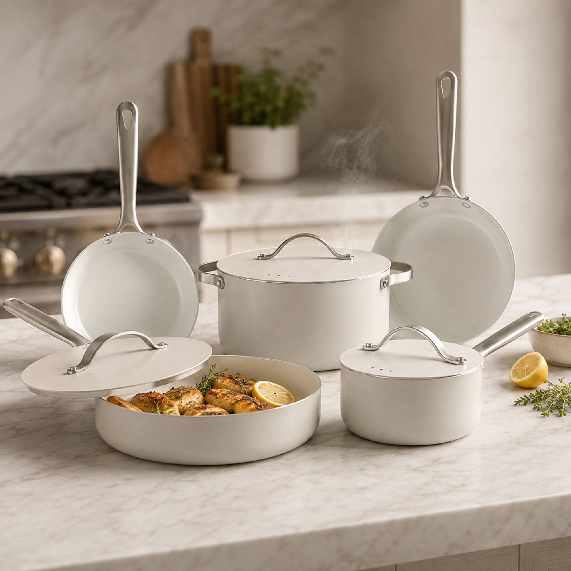 8-Piece Cookware Set | Cannoli Cream/Beige