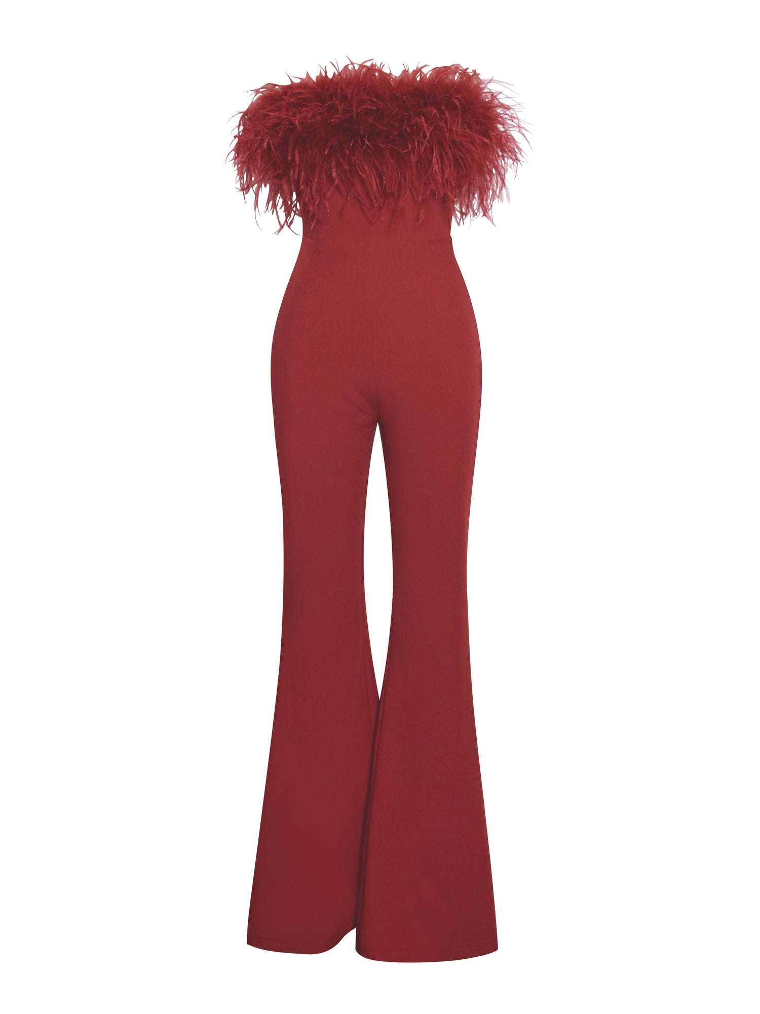 Kylan Feather Jumpsuit | Burgundy