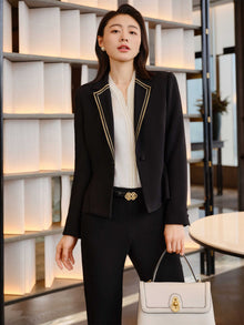 Triacetate Waist-tailored Suit Jacket | Black