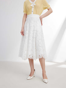 Vintage Lace Umbrella Skirt | White
