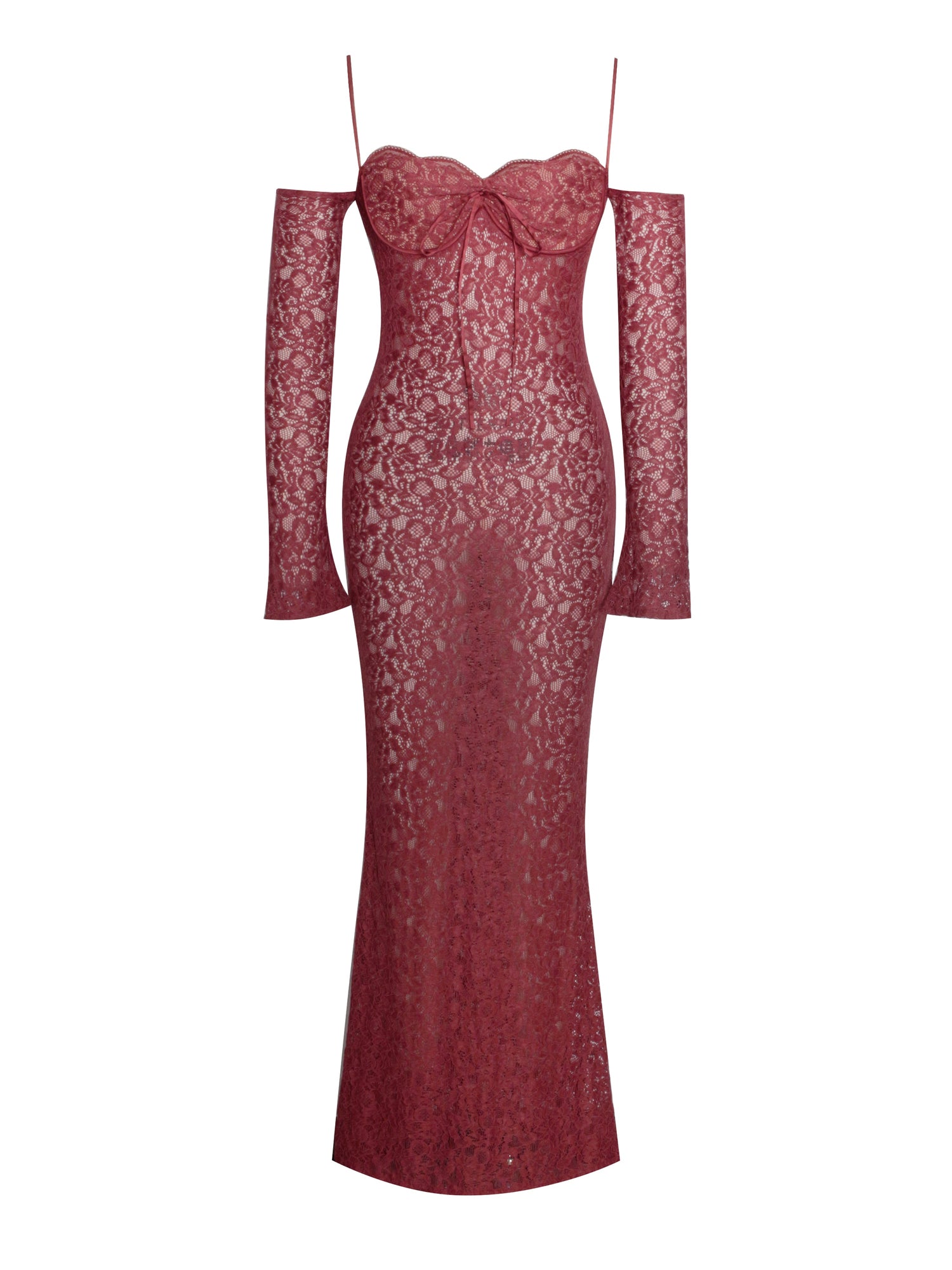 Udaya Lace Long Sleeve Maxi Dress | Burgundy