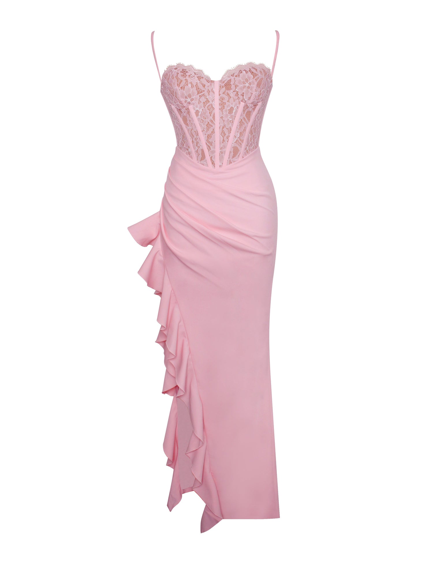 Junia Lace Corset Maxi Dress | Pink