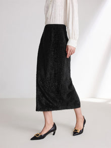 Straight Silk Skirt | Black