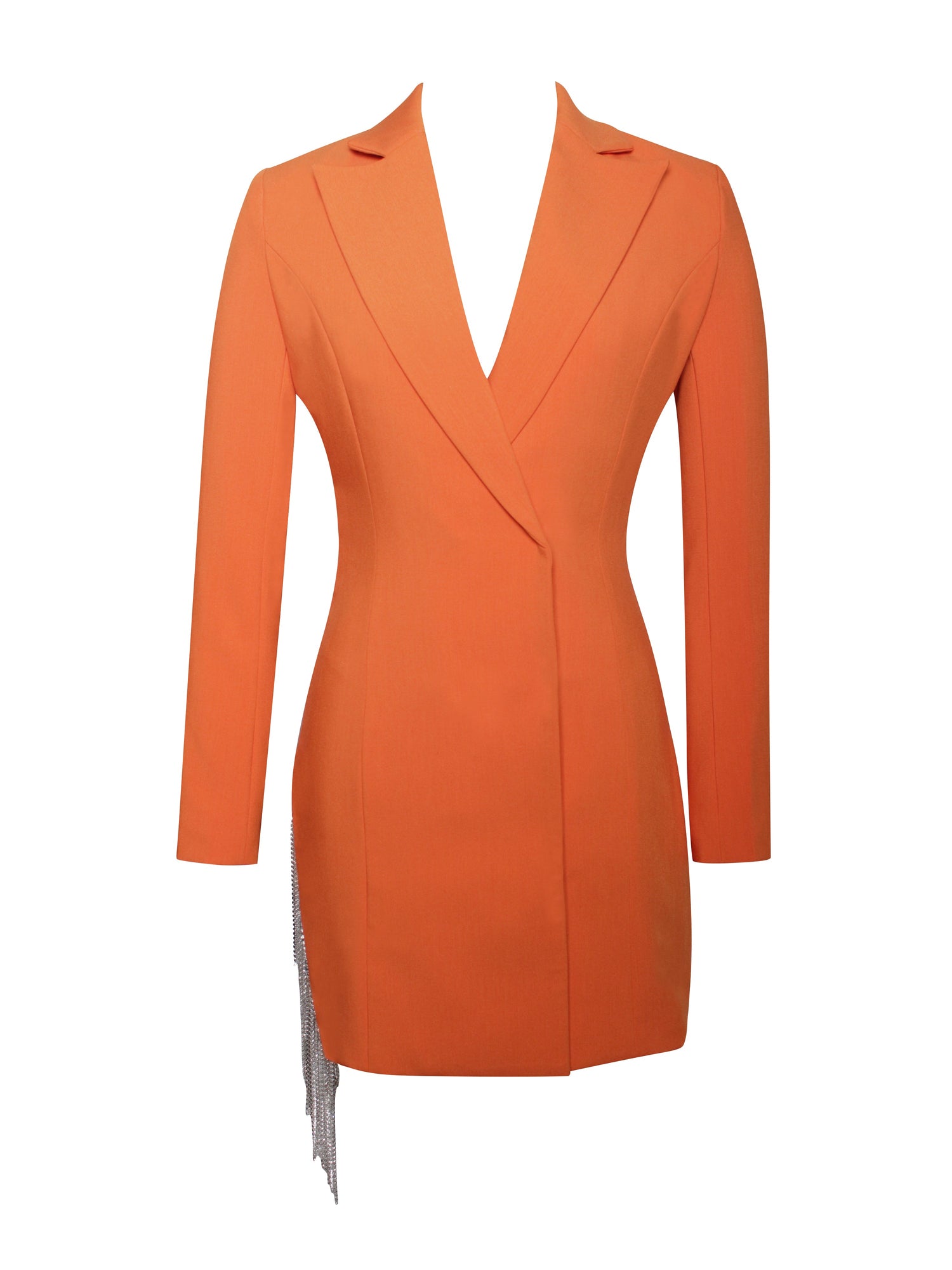 Freya Crystal Fringe Blazer Dress | Orange