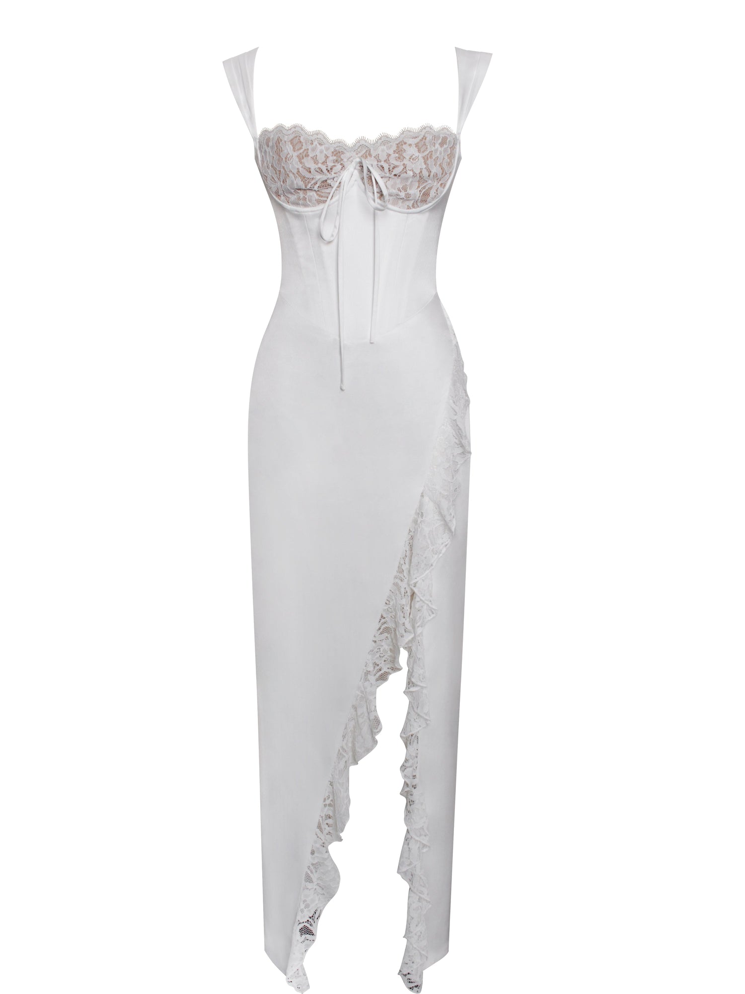 Freddie Lace Satin Maxi Corset Dress | White