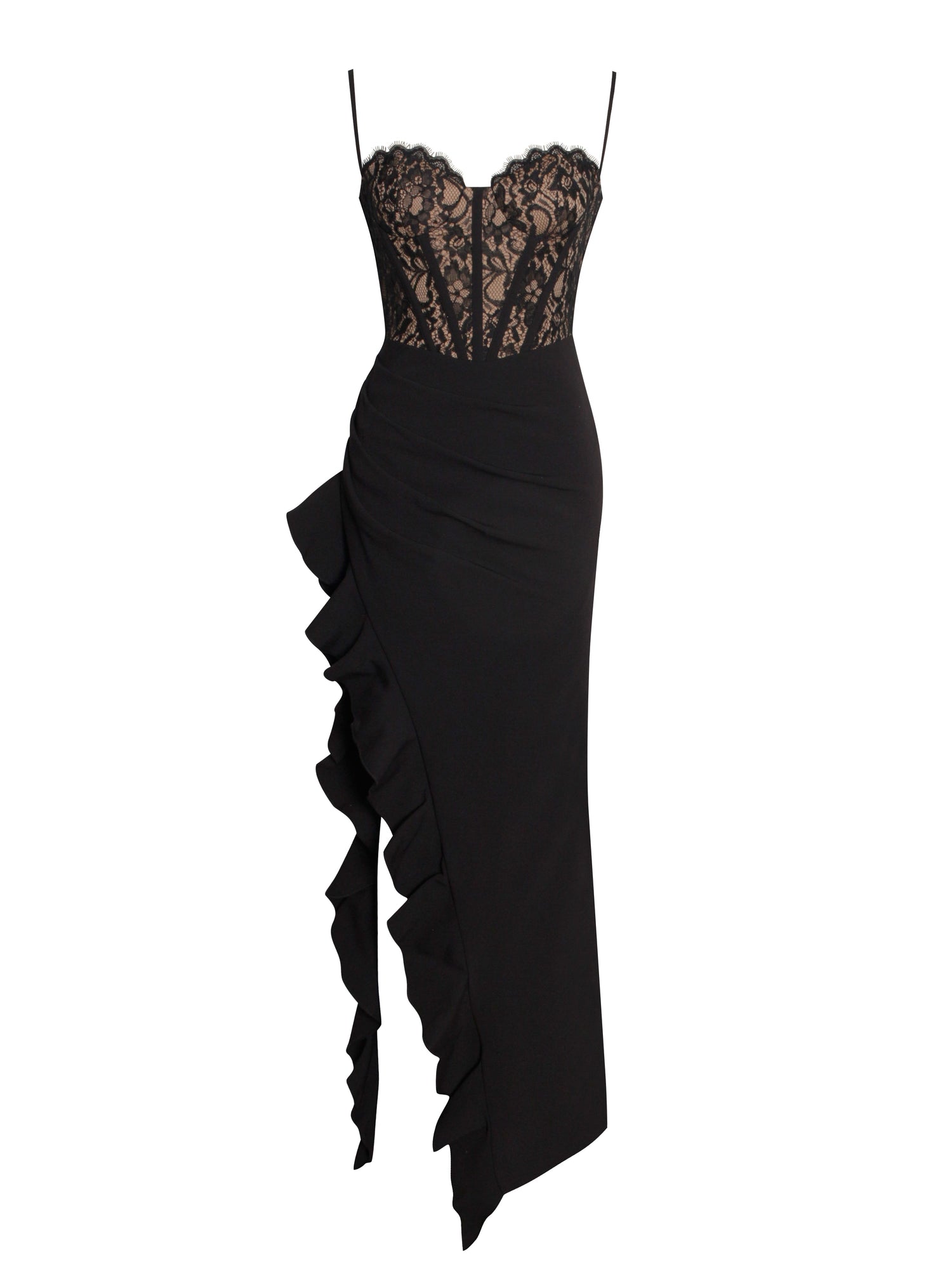 Junia Lace Corset Maxi Dress | Black