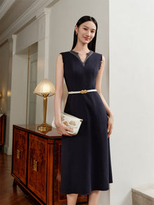 Waist-Cinched Vest Dress | Navy