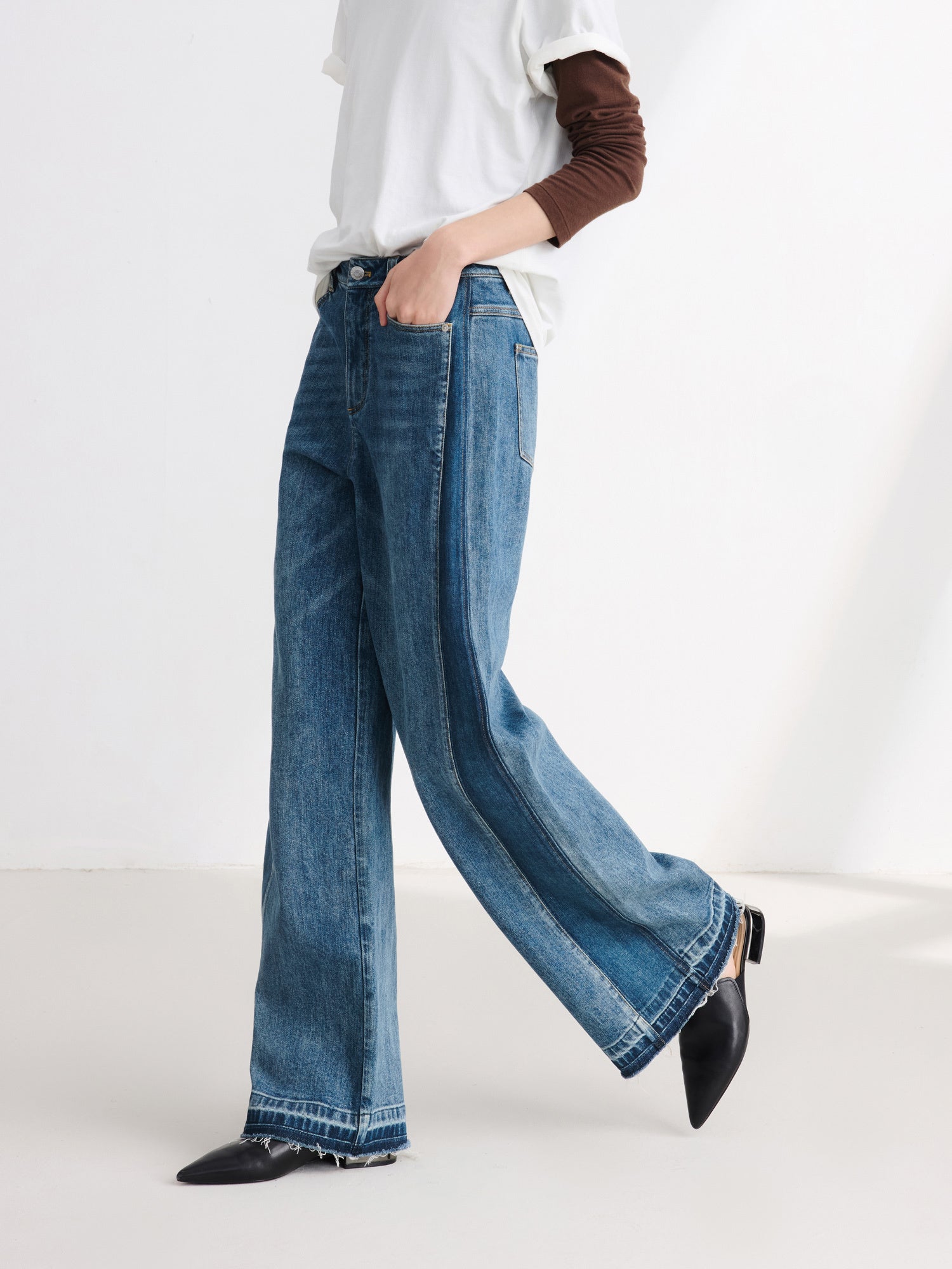 Wide-Leg Denim Trousers | Blue