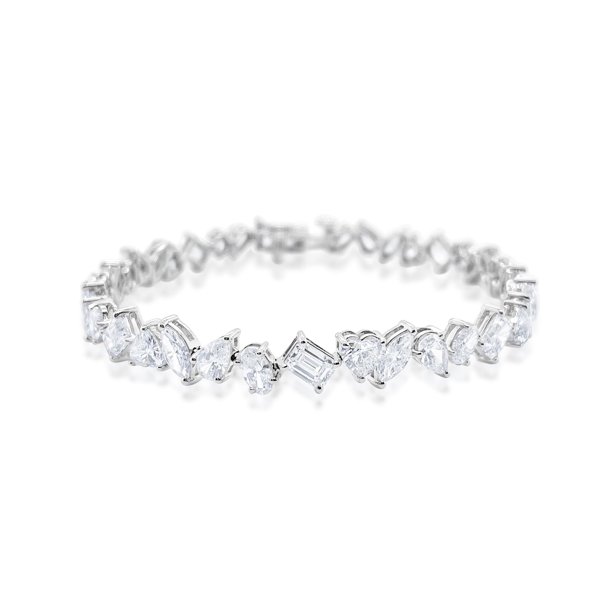 14Kt White Gold Mixed Diamond Shape Tennis Bracelet 9.57 Ct | White Gold