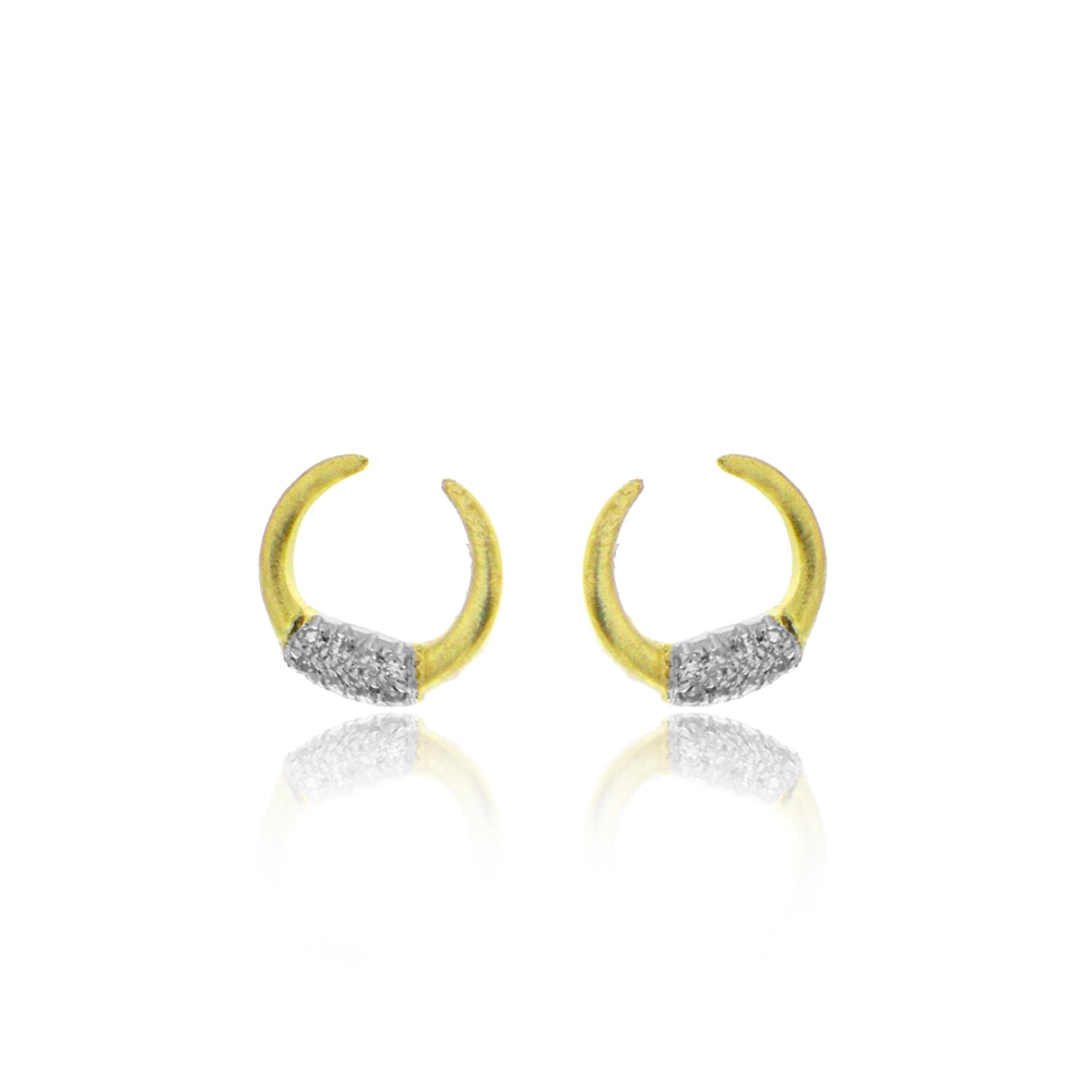 Yellow Gold Diamond Crescent Horn Earrings | Yellow Gold
