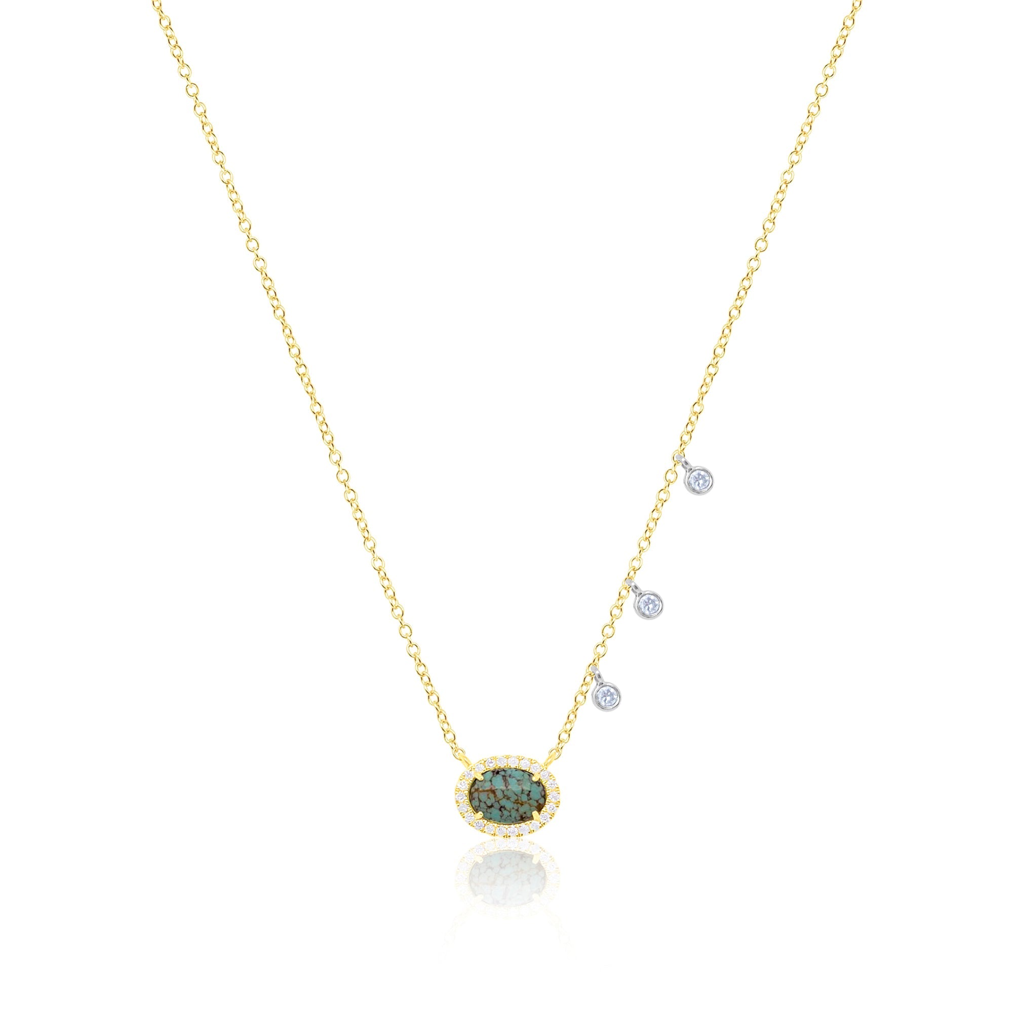 Yellow Silver Turquoise Diamond Necklace | Gold
