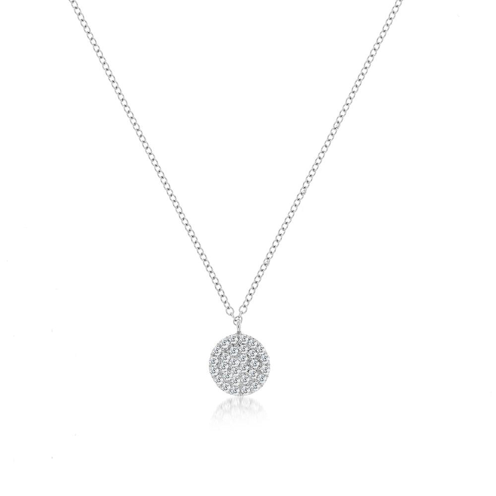 14Kt Yellow And White Gold Diamond Disc Necklace | White Gold