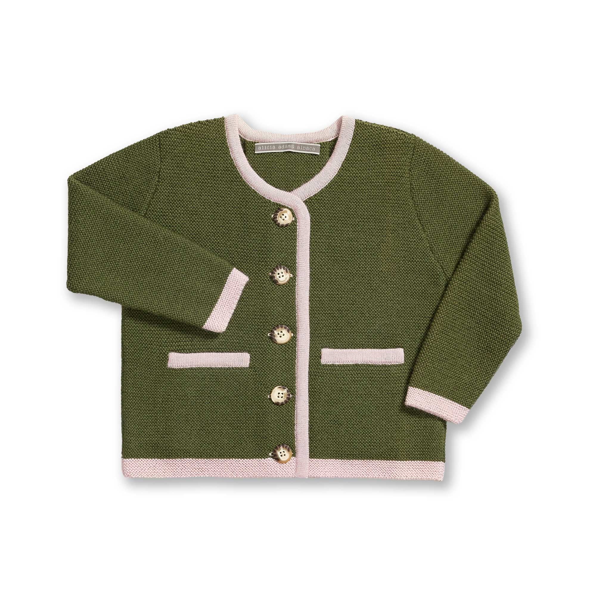 Kids | Salzburg Cardigan | Pine / Light Pink