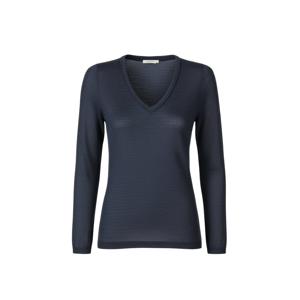 Women | V Neck Sweater | Navy Melange