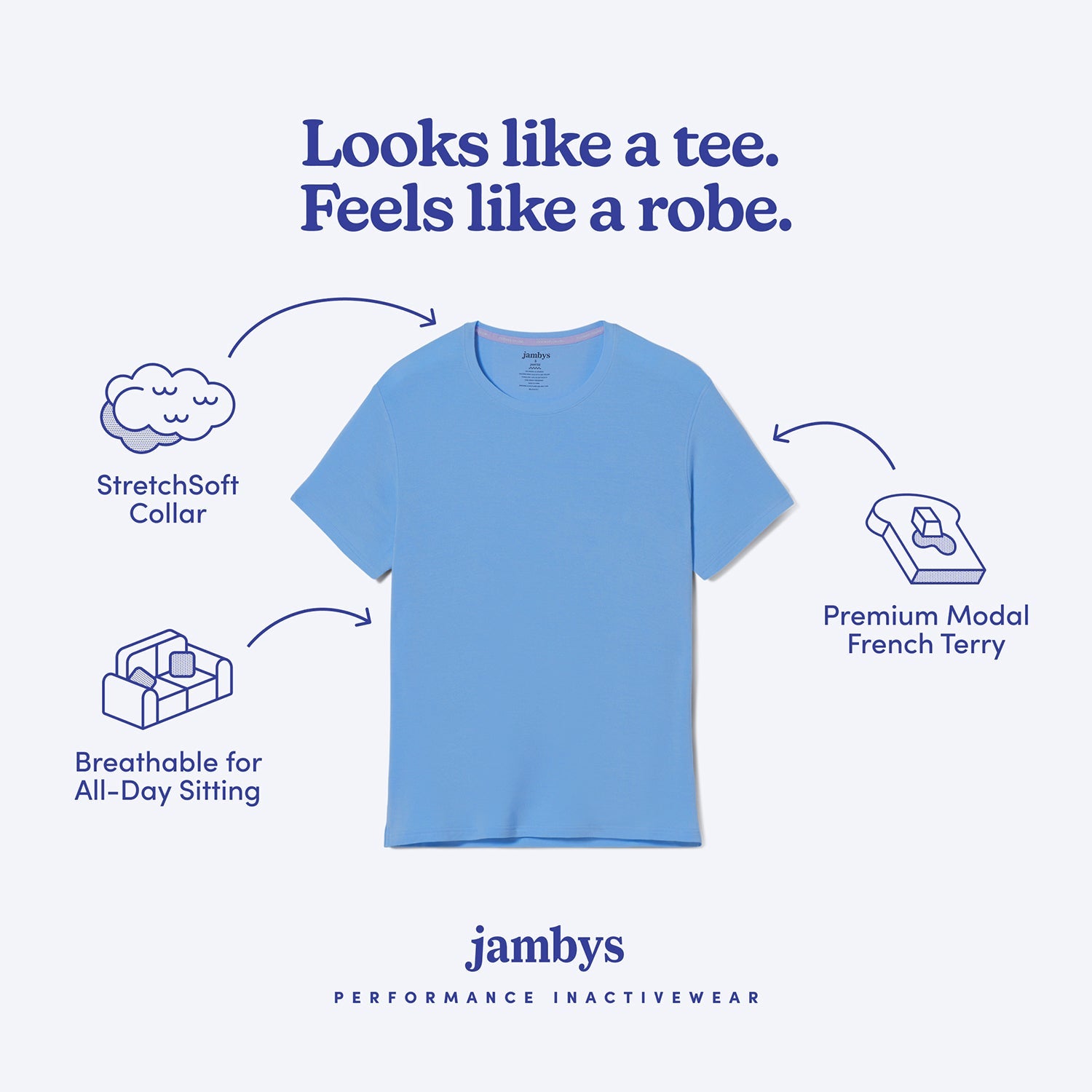 Modal French Terry Lounge Tee | Glacier