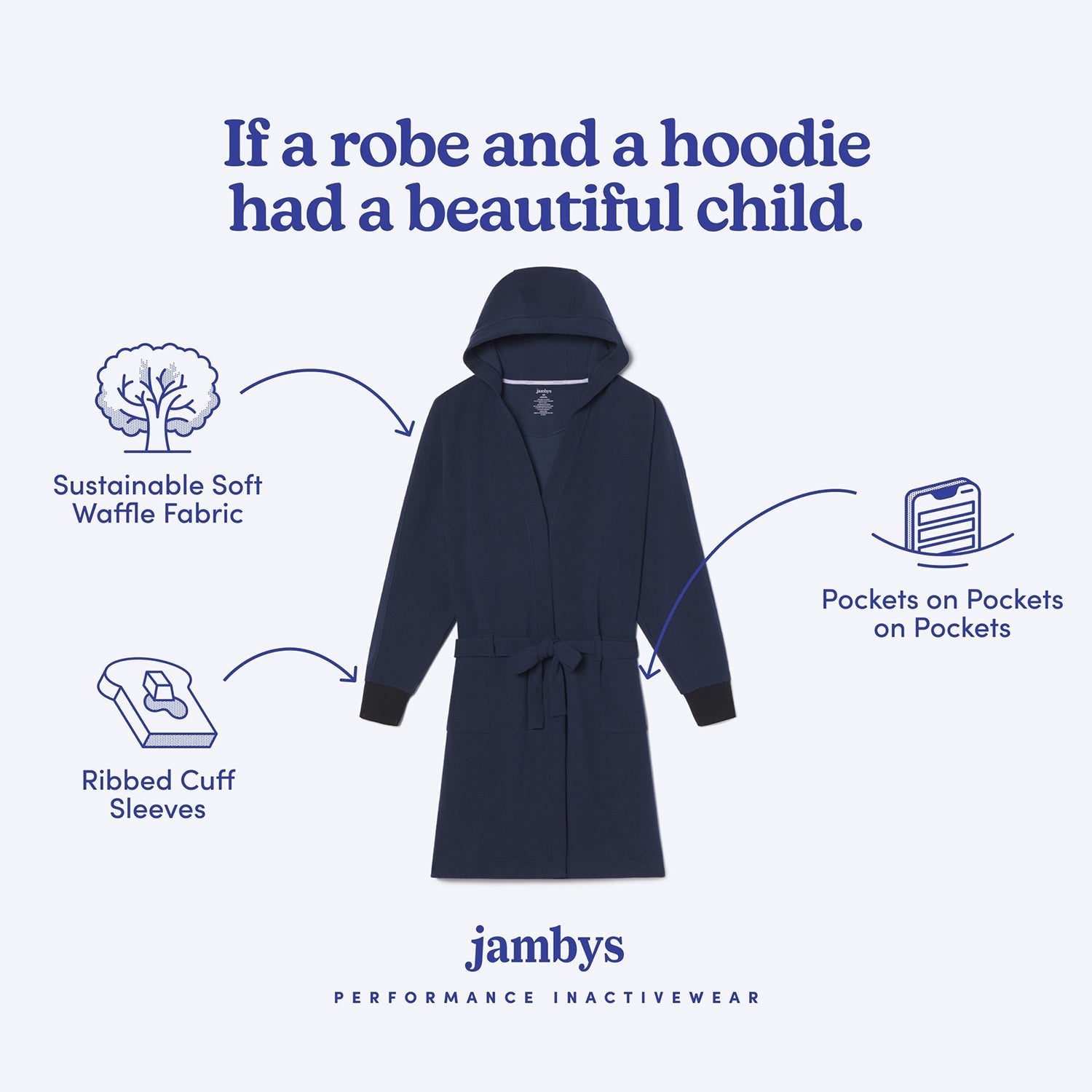 Modal Waffle Spa Robe | Navy