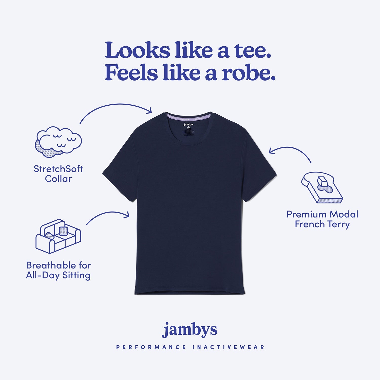 Modal French Terry Lounge Tee | Navy