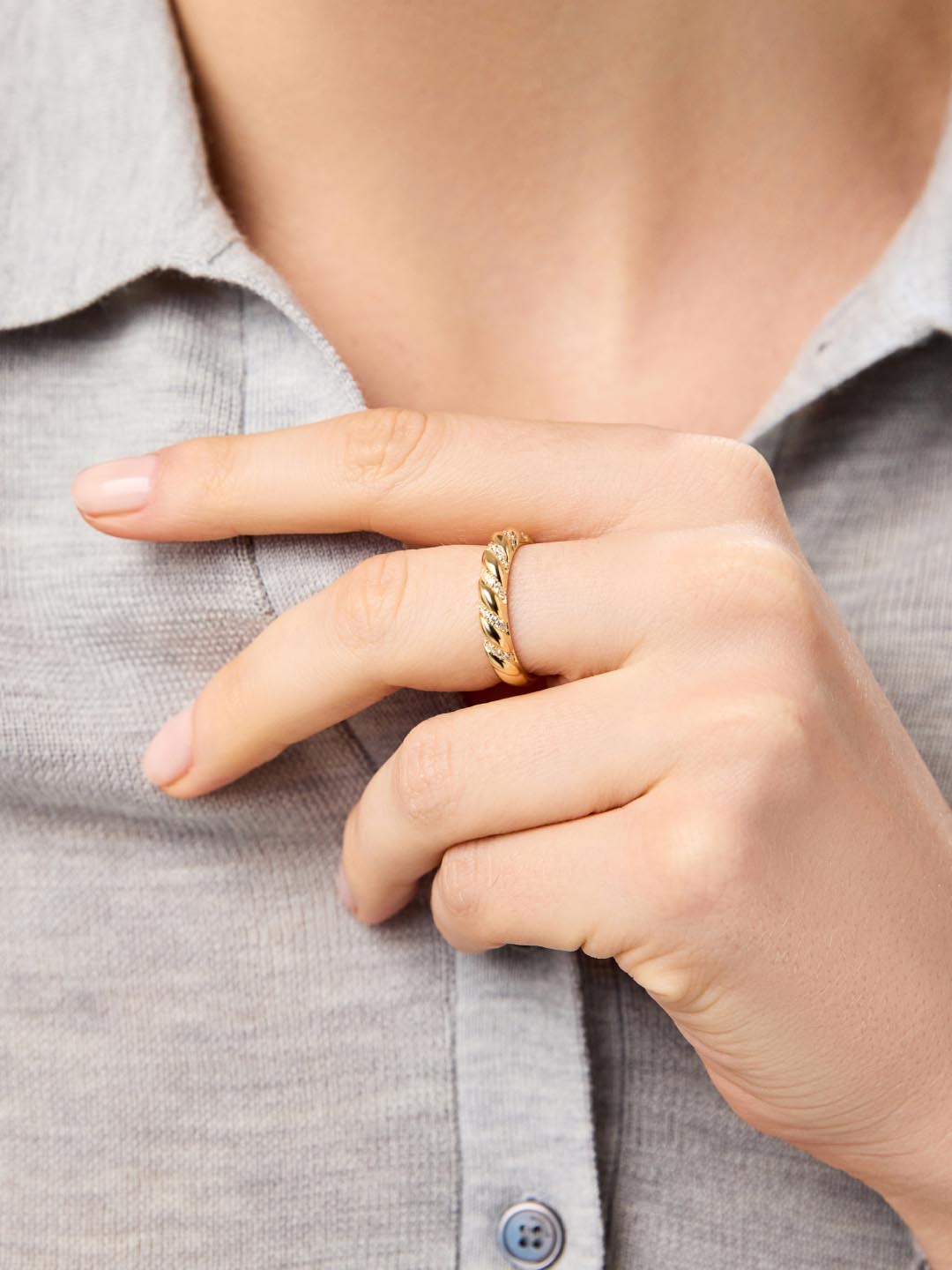 14K Gold Plated Cubic Zirconia Band Rings For Women Ana Luisa Presley