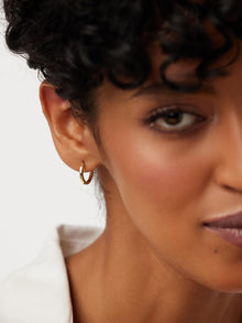 Small Huggie Hoop Earrings | 14K Gold on Brass