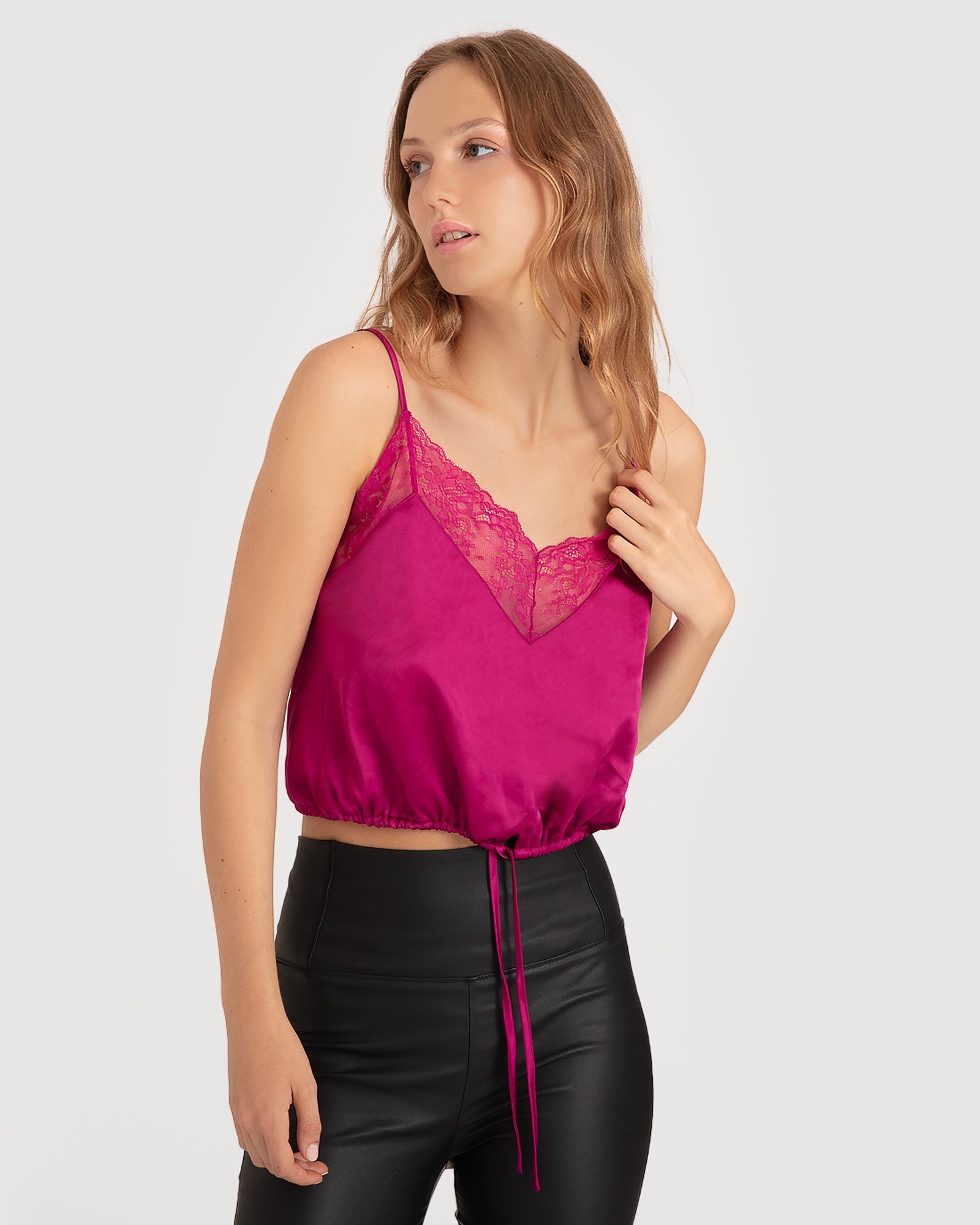 Women | Friday Nights Lace Cami | Fuchsia