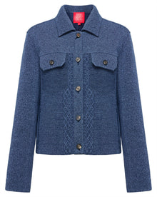 Knit Denim-Look Jacket | Navy
